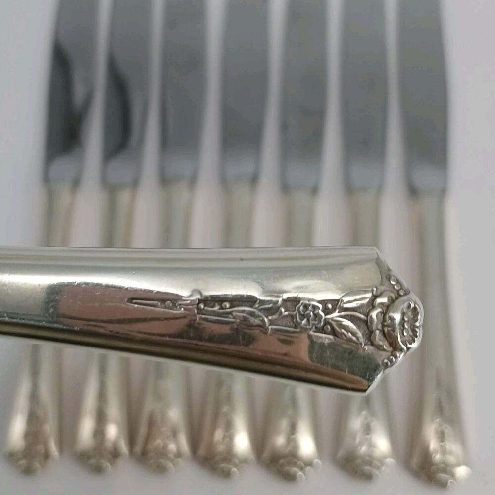 8X BK c1949 SPRING GARDEN Silverplated Butter Forks Holmes Flatware